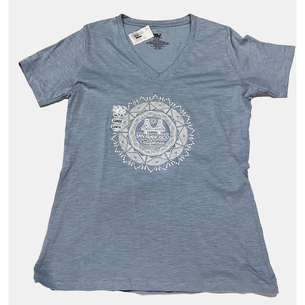 NWT San Francisco California T Shirt Women's Golden Gate Bridge Large Blue New